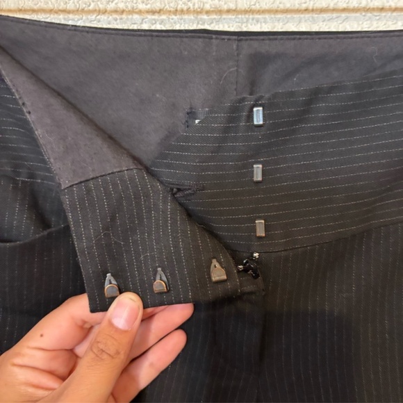 Express Black & White Pinstripe Editor Wide Leg Trouser Pants Size 00 - Picture 2 of 8